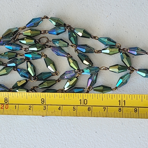 Iridescent Aurora Borealis Glass Multi Strand Beaded Necklace Trending Jewelry - Picture 7 of 7